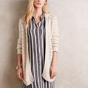 Anthropologie popcorn-stitched hooded cardigan